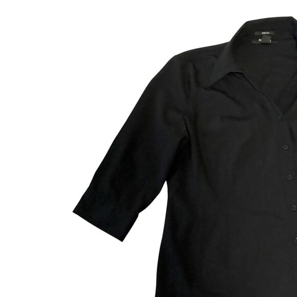 Style&Co Collared Button Down Shirt - LP Large Petite - Black Fitted 3/4 Sleeves - Picture 3 of 8